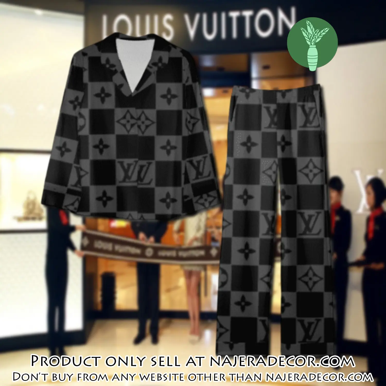 Trending luxury lv satin pajama set pjs1073 njr3757396